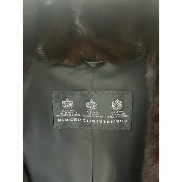 BIRGER CHRISTENSEN Worlds Finest Dark Ranch Mink Fur Mid Length Swing Coat Sz 12 - Picture 10 of 16